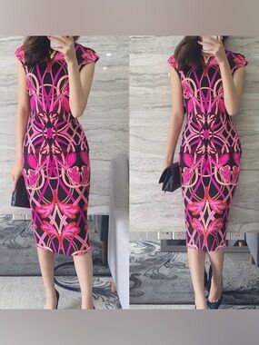 TED BAKER “Anta” Wiggle Dress Gatsby Style Geometric Jewel Print